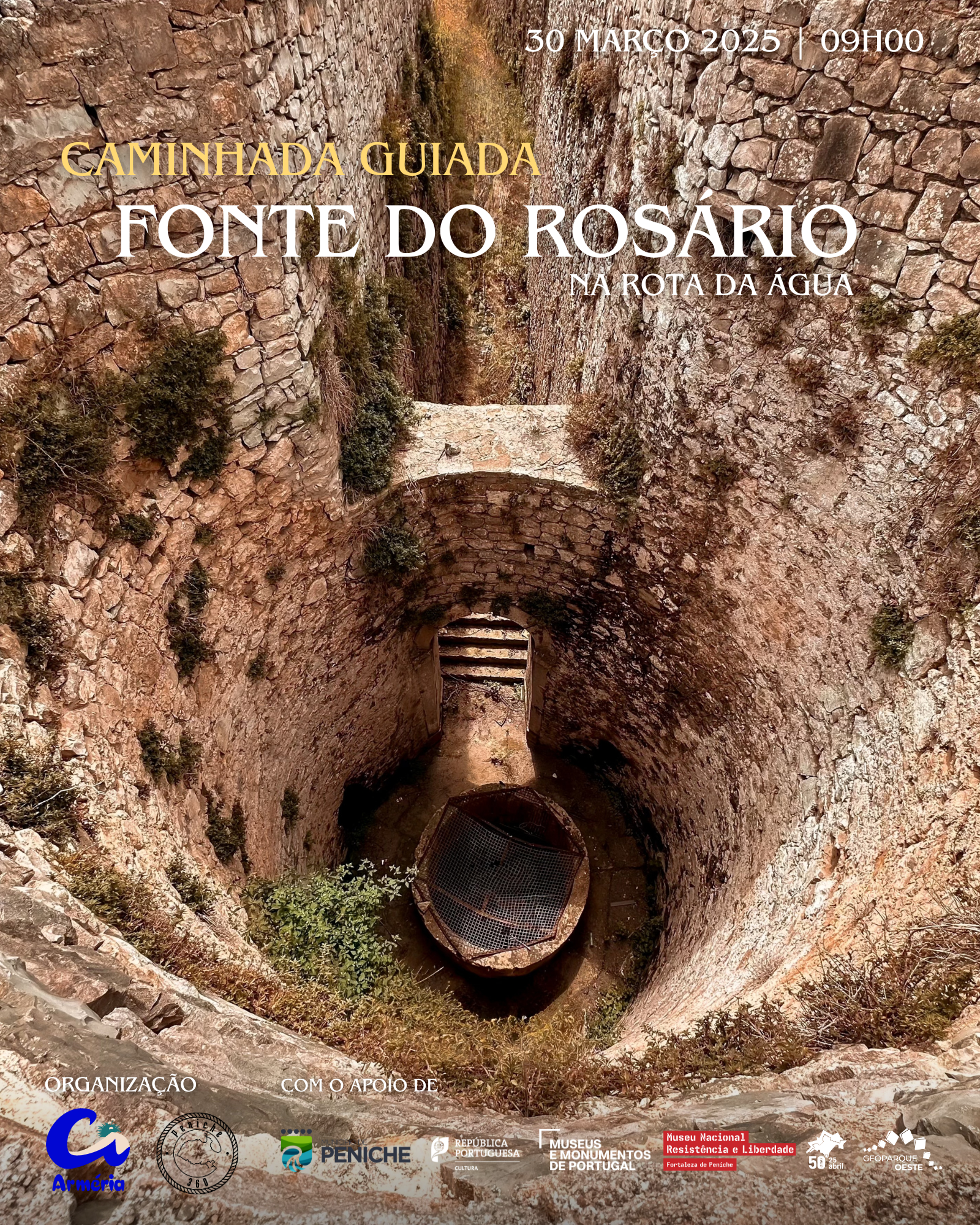 Cartaz do evento Caminhada Guiada Fonte do Rosário na Rota da Água
